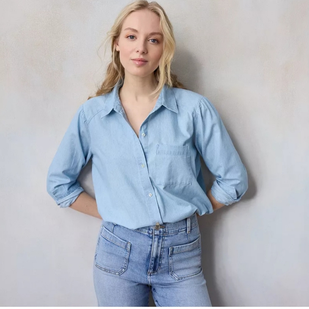 STYLE & CO WOMEN'S EMMA PERFEIT BUTTON UP SHIRT SIZE LARGE